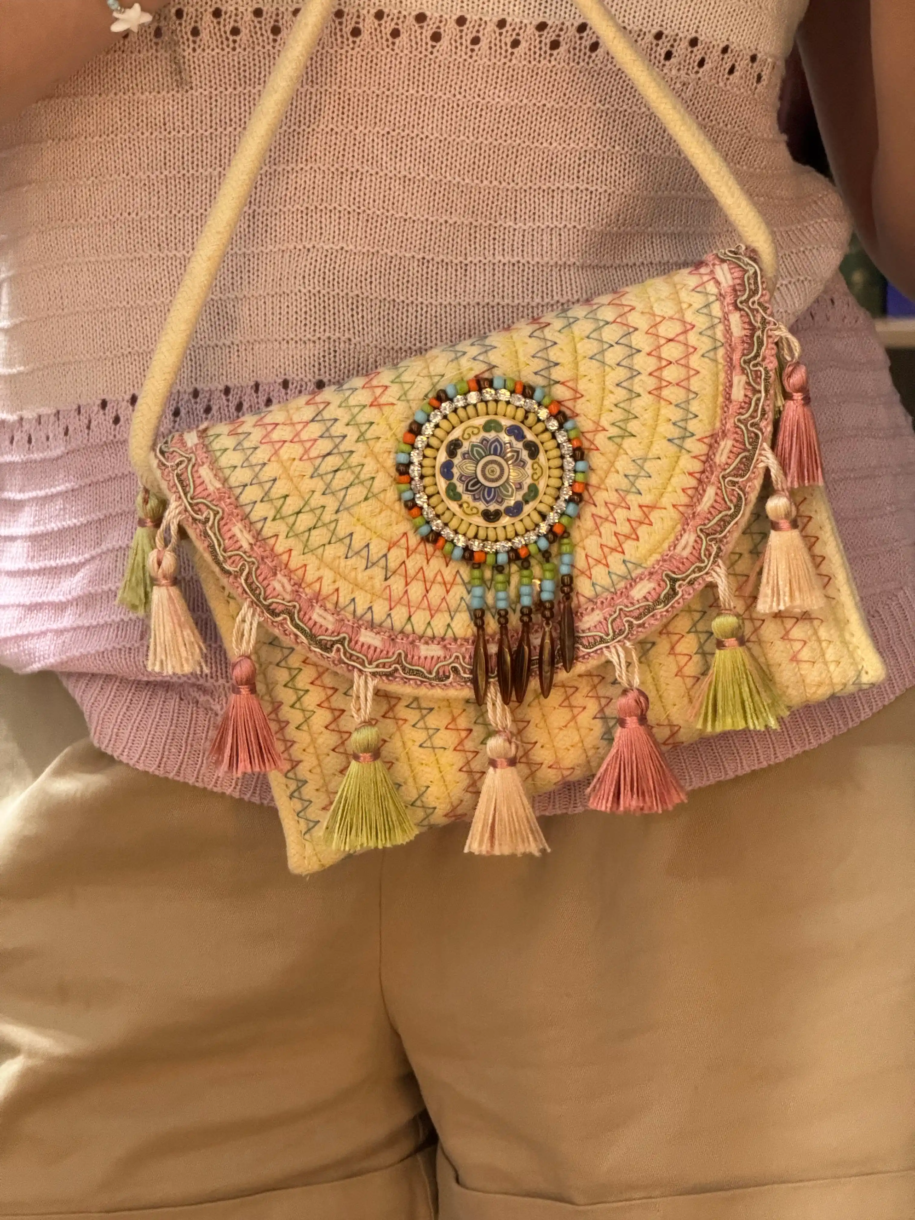 Плетёная сумка в этническом стиле Женская сумка в стиле boho