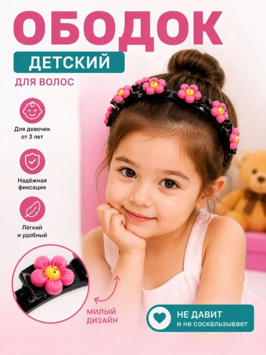 Ободок с заколкой для девочек