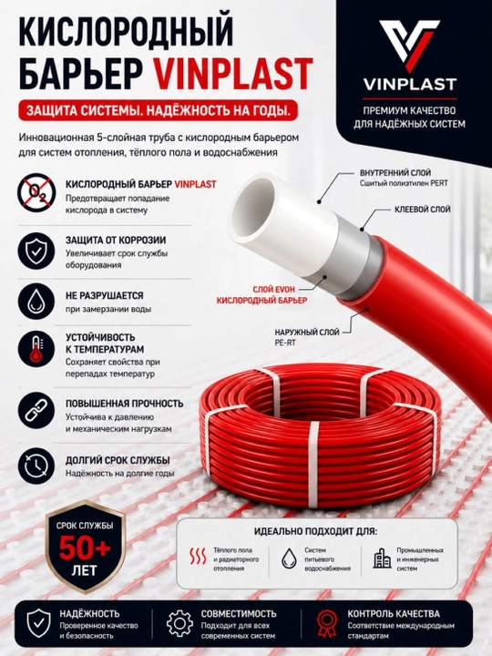 VINPLAST,PE-RT  труба для теплого пола