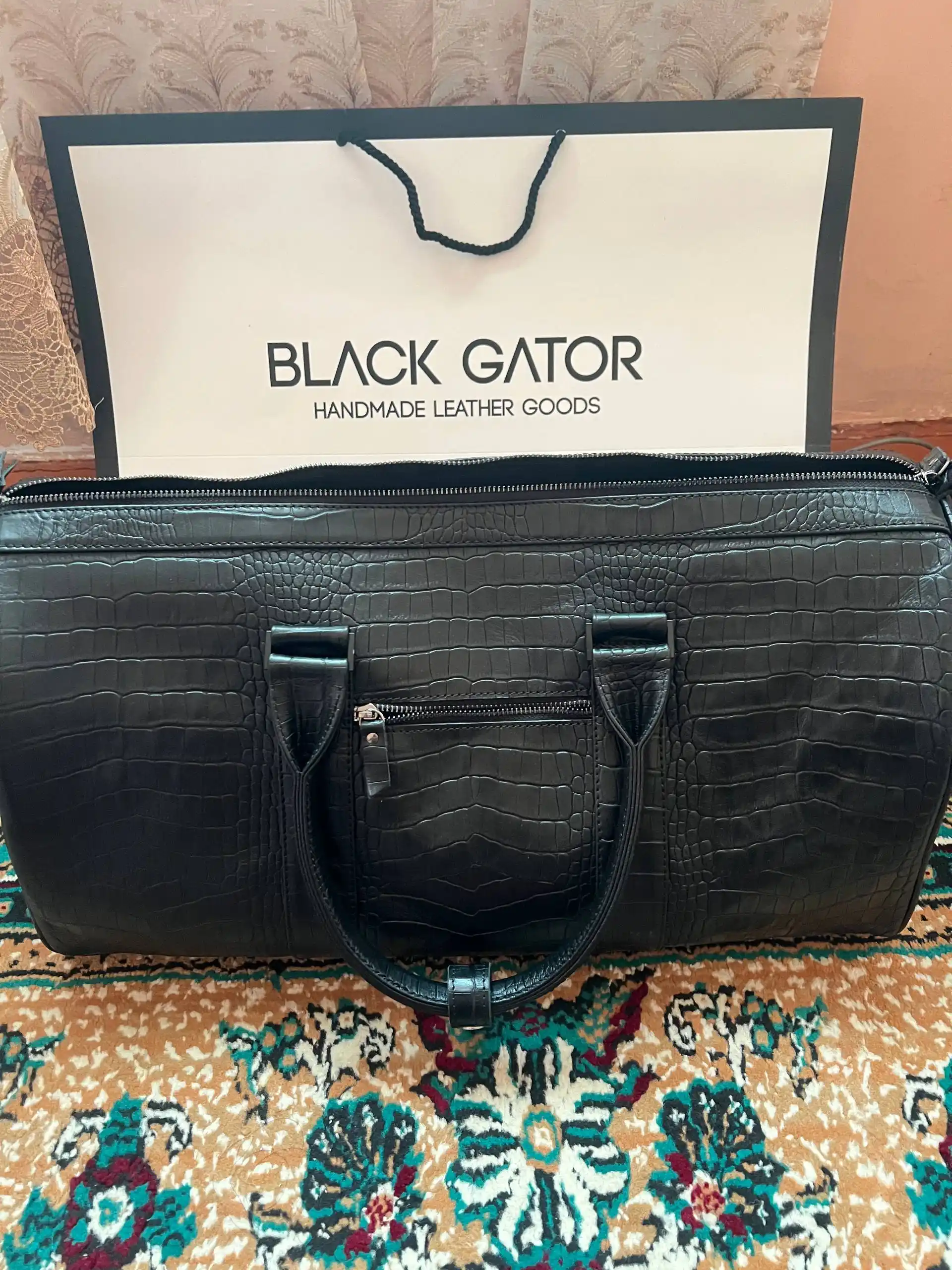 Sport va sayohat sumkasi, haqiqiy charm Black Gator