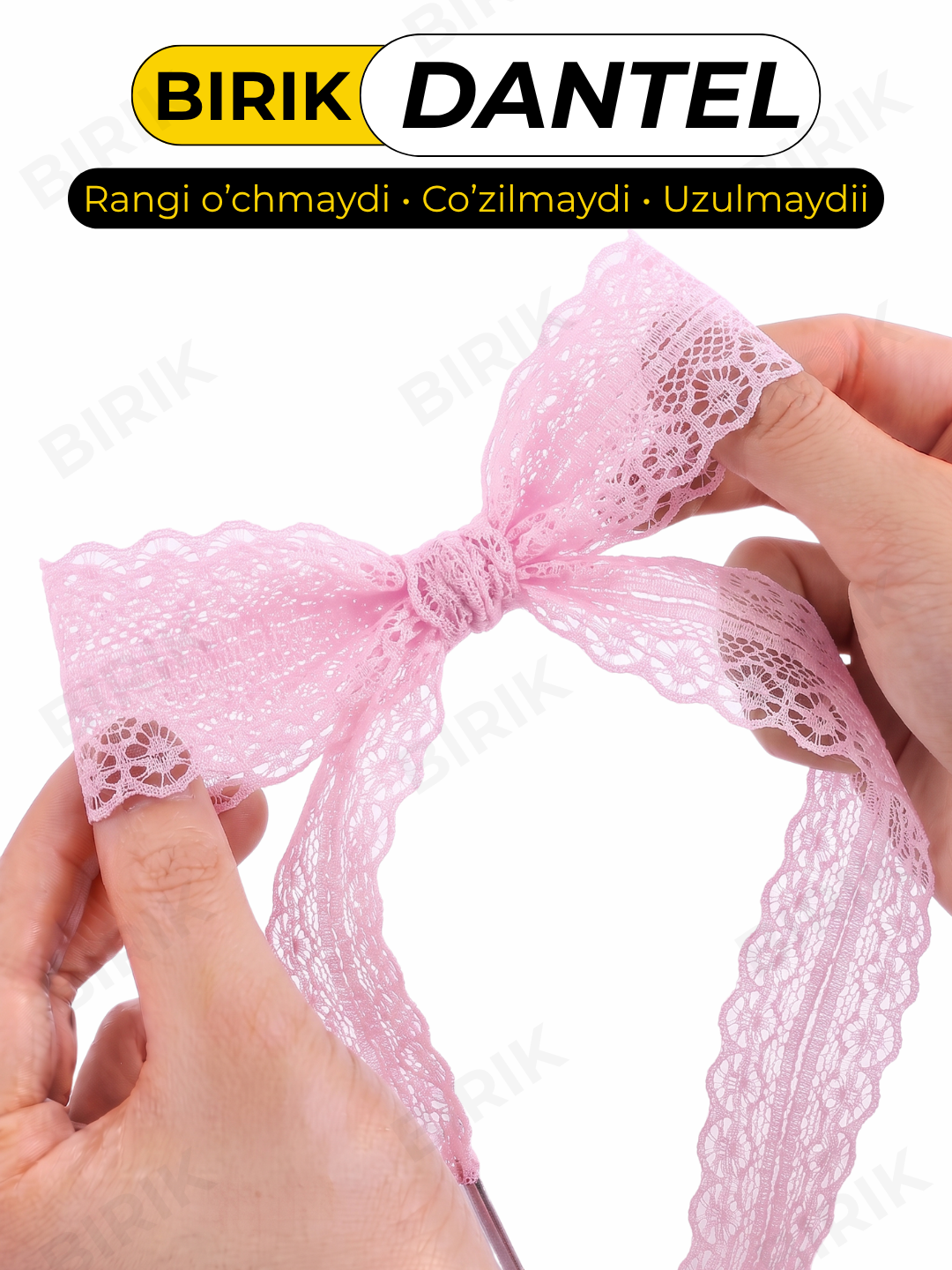 Dantel bog'ich 30 mm 100 sm krossovka uchun — ochiq to'qima, chiroyli bantik, BIRIK DANTEL