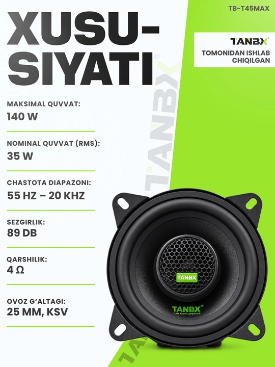 Автомобильные колонки TANBX TB-T45MAX 140W, 2 шт