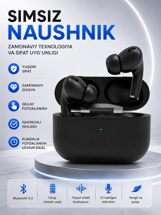 Беспроводные Bluetooth-наушники 5.3 с сенсорным управлением и HD-микрофоном - 