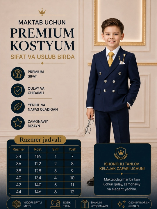 Ikki yoqlama kostyum, shim, bolalar uchun nimcha - 