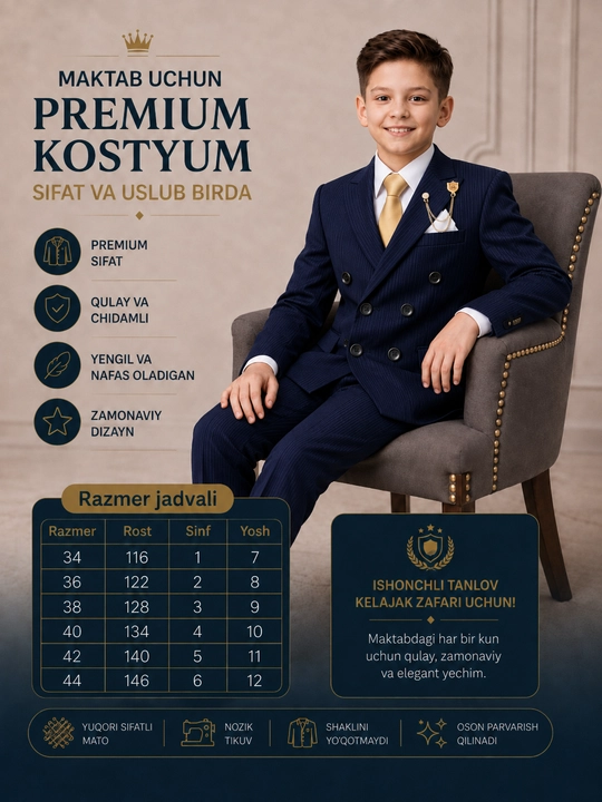 Ikki yoqlama kostyum, shim, bolalar uchun nimcha - 