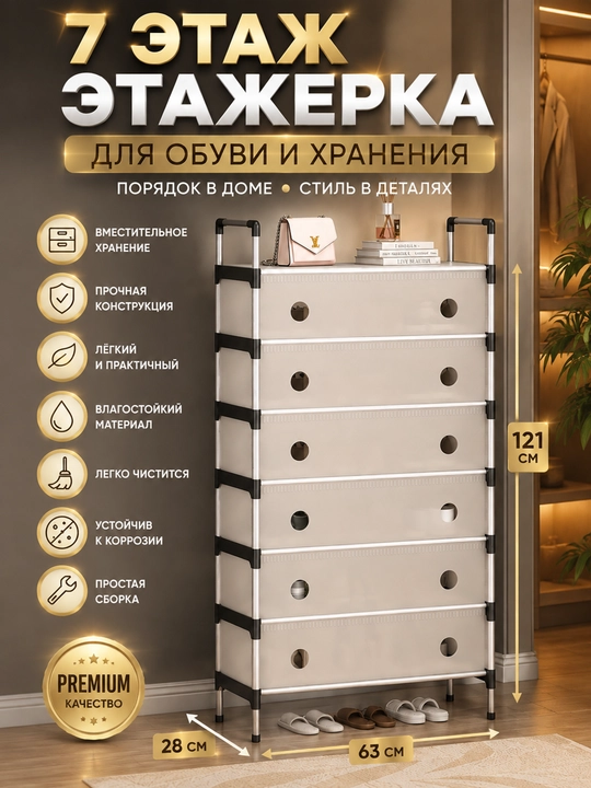 Обувница, полка для обуви, металлическая подставка и этажерка в прихожую - 
