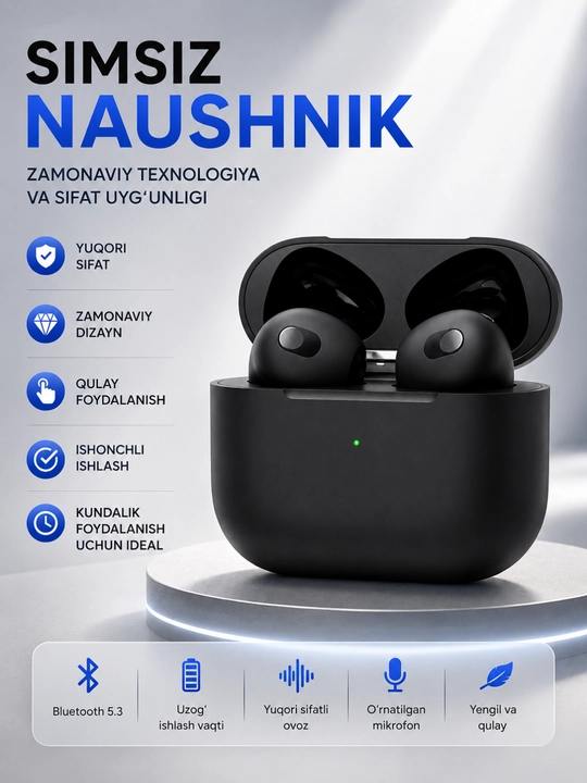 Беспроводные Bluetooth-наушники 5.3 с HD-звуком, сенсорным управлением и микрофоном - 