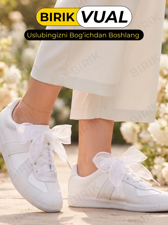 BIRIK VUAL organza lenta bog'ich 3,5 sm, krossovka va baletka uchun keng bog'ichlar