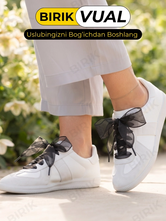 BIRIK VUAL organza lenta bog'ich 3,5 sm, krossovka va baletka uchun keng bog'ichlar
