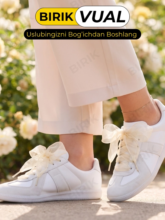 BIRIK VUAL organza lenta bog'ich 3,5 sm, krossovka va baletka uchun keng bog'ichlar