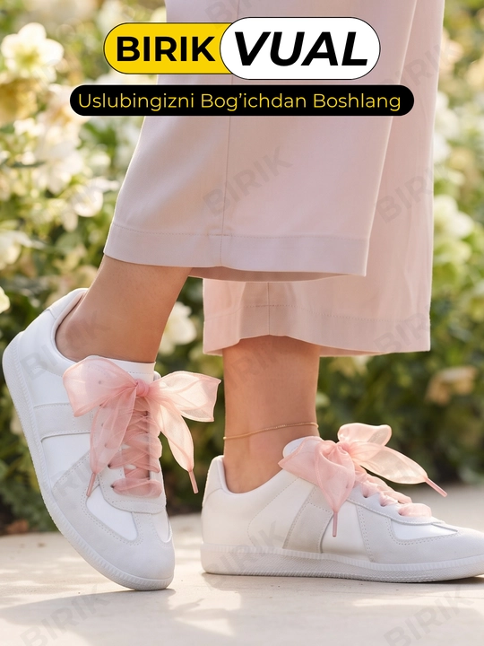 BIRIK VUAL organza lenta bog'ich 3,5 sm, krossovka va baletka uchun keng bog'ichlar