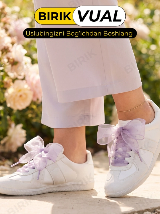 BIRIK VUAL organza lenta bog'ich 3,5 sm, krossovka va baletka uchun keng bog'ichlar