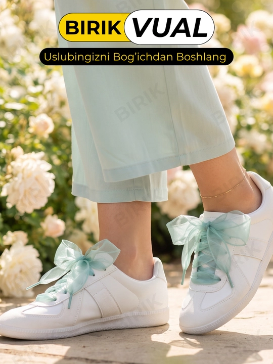 BIRIK VUAL organza lenta bog'ich 3,5 sm, krossovka va baletka uchun keng bog'ichlar