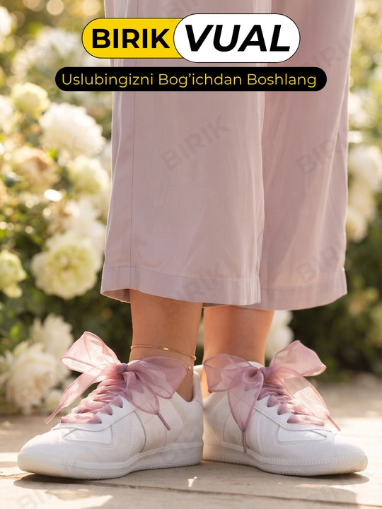 BIRIK VUAL organza lenta bog'ich 3,5 sm, krossovka va baletka uchun keng bog'ichlar