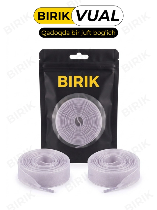 BIRIK VUAL organza lenta bog'ich 3,5 sm, krossovka va baletka uchun keng bog'ichlar