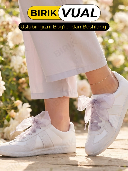 BIRIK VUAL organza lenta bog'ich 3,5 sm, krossovka va baletka uchun keng bog'ichlar