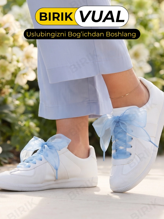 BIRIK VUAL organza lenta bog'ich 3,5 sm, krossovka va baletka uchun keng bog'ichlar