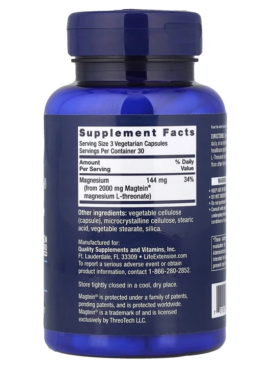 Magniy L-Treonat, Life Extension, Neuro-Mag, 2000 mg, 90 kapsula