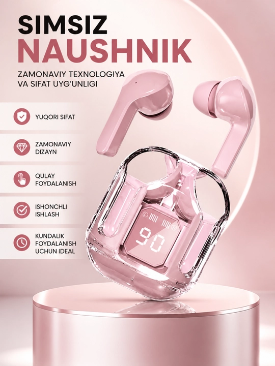 AIBT TWS Bluetooth 5.3 Simsiz Naushnik, LED Displeyli Type-C Zaryadlash Qutisi - 