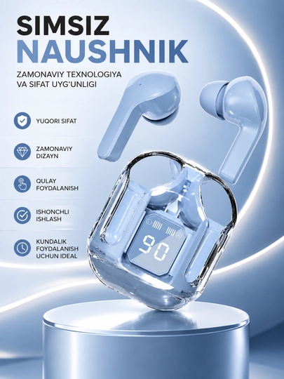 AIBT TWS Bluetooth 5.3 Simsiz Naushnik, LED Displeyli Type-C Zaryadlash Qutisi - 