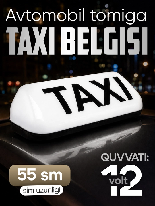 Avtomobil tomi uchun yoritgichli taksi belgisi, 55 sm - 
