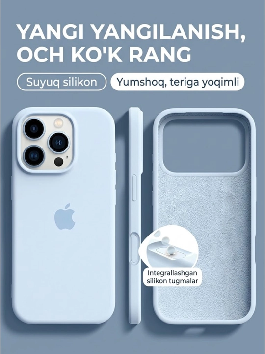 Apple IPhone 17 Pro Max uchun silikon g‘ilof, chexol, chehol,