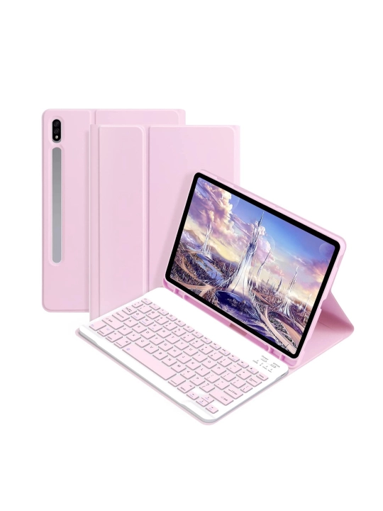Galaxy tab s9 fe uchun klaviaturali himoya qopqogi – pushti