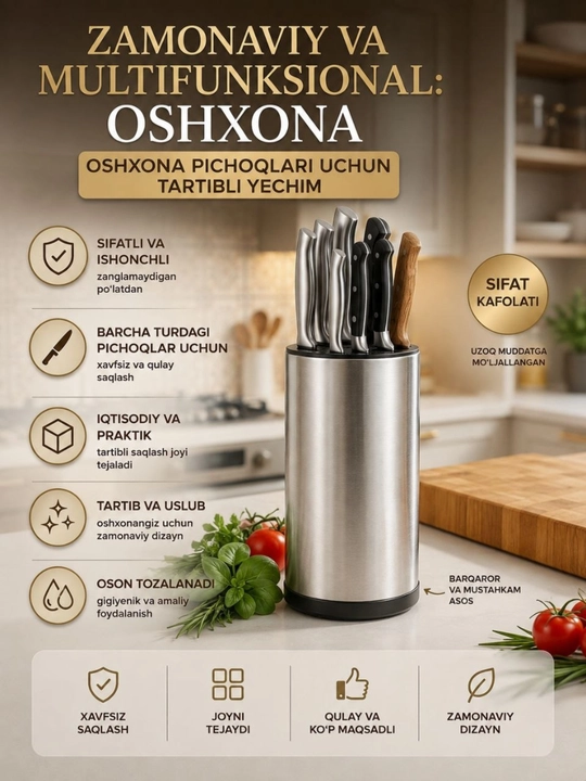 Подставка для кухонных ножей из нержавеющей стали - 