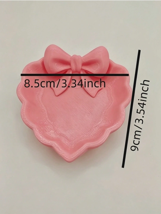 1 шт 3D-печатный поднос-сердечко для украшений с розовым бантом, декор стола, подарок