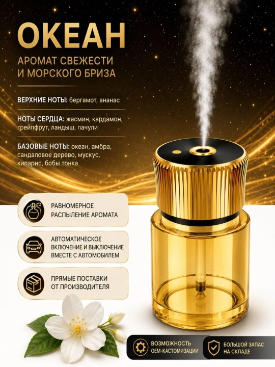 > Avtomobil saloniga aromatizator, avtomatik purkash, USB, zamonaviy dizayn
