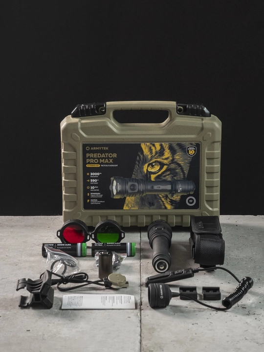 Armytek Predator Pro Max kengaytirilgan ov taktik fonari to‘plami, to‘liq to‘plam