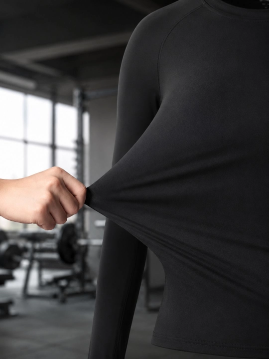Ayollar kompression rashgardi, Slim Fit longsliv, fitness va zal uchun, FITMUSE