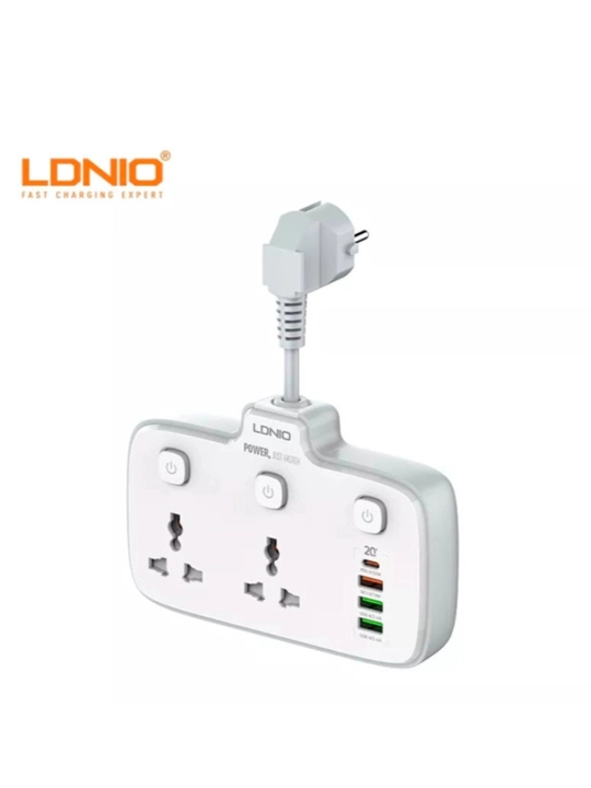 LDNIO SC2413 Пилот, удлинитель 2500W, 2 Розетки, USB, Type-C PD 20W, QC3.0 18W