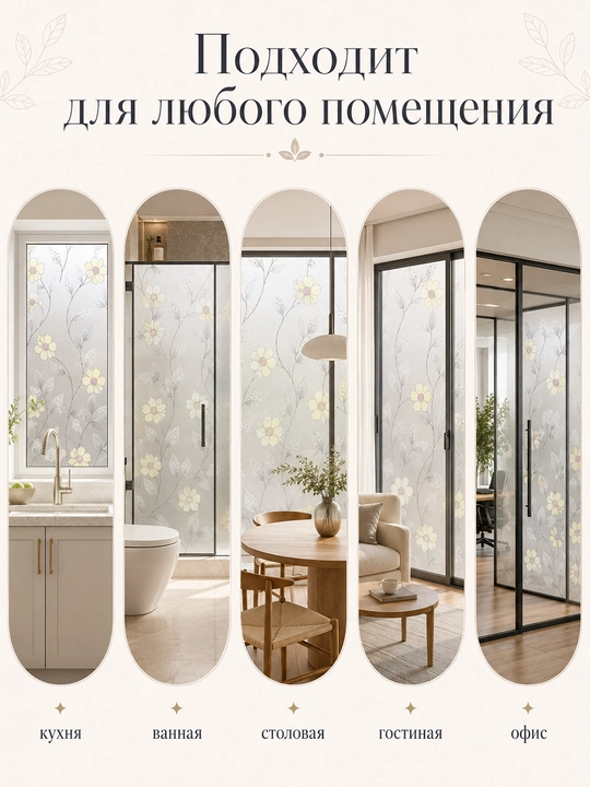 Oyna uchun o‘zi yopishuvchi mat plyonka 60×300 sm gulli naqshli