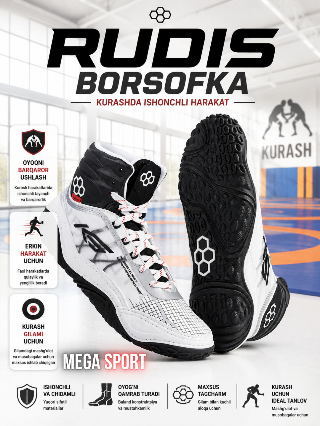 RUDIS sport poyabzali professional kurash poyabzali hisoblanadi - 