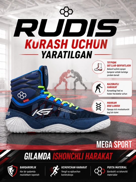 RUDIS sport poyabzali professional kurash poyabzali hisoblanadi