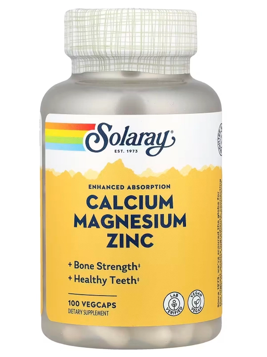 Kalsiy, magniy va rux, Solaray, 100 kapsula