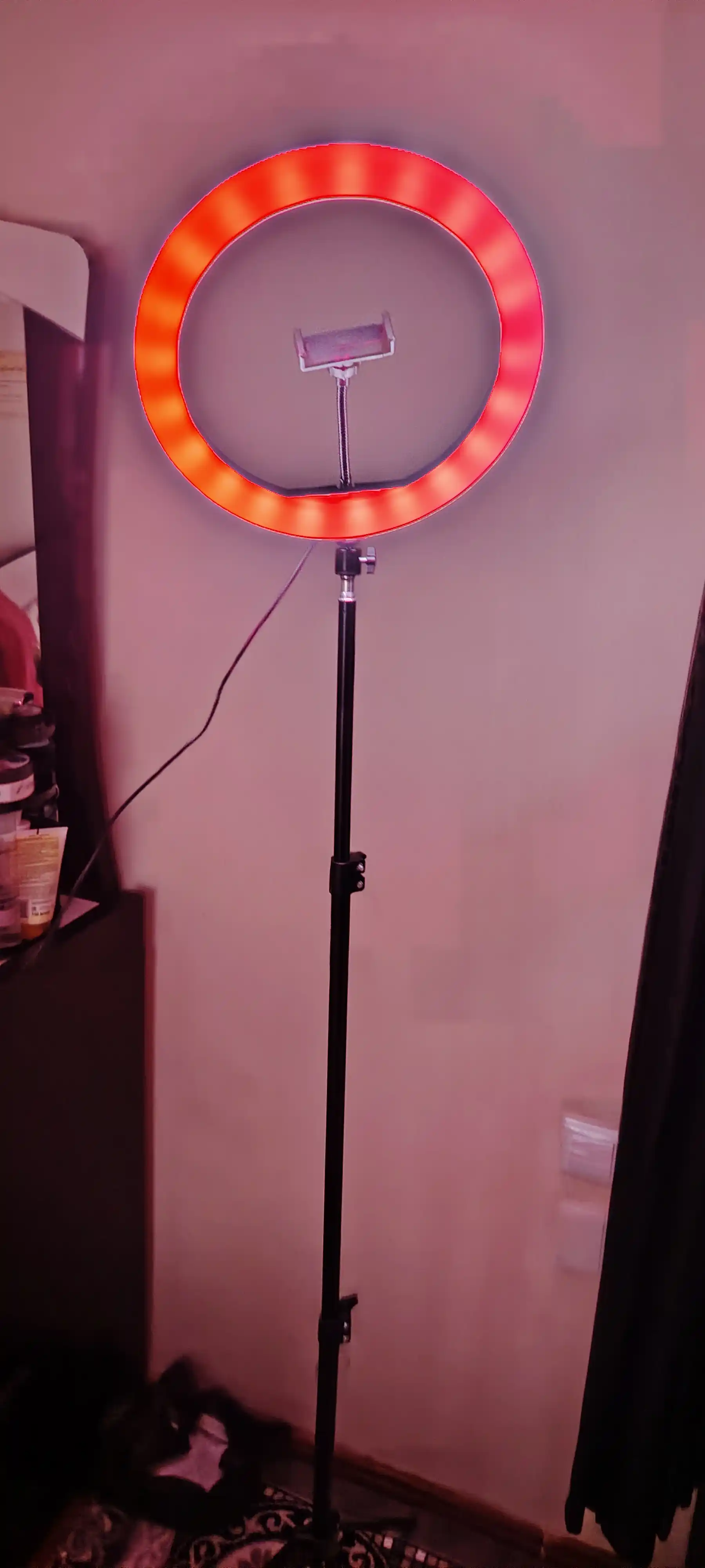 MJ-30 RGB Ring Light 30 sm Halqasimon Lampa, Shtativ va Telefon Ushlagich bilan