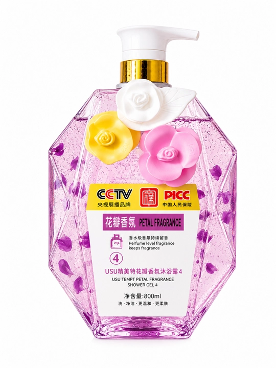 USU Tempt Petal Fragrance 4 ароматизированный гель для душа, 800 мл
