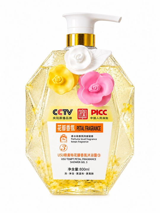 USU Tempt Petal Fragrance 4 ароматизированный гель для душа, 800 мл