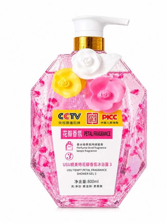 USU Tempt Petal Fragrance 4 ароматизированный гель для душа, 800 мл
