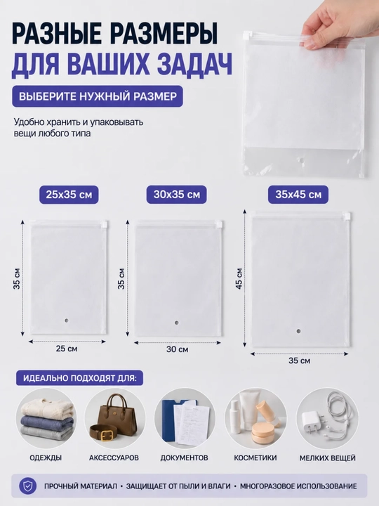 Пакеты Zip Lock для упаковки и хранения аксессуаров, 10, 20, 30 и 40 штук