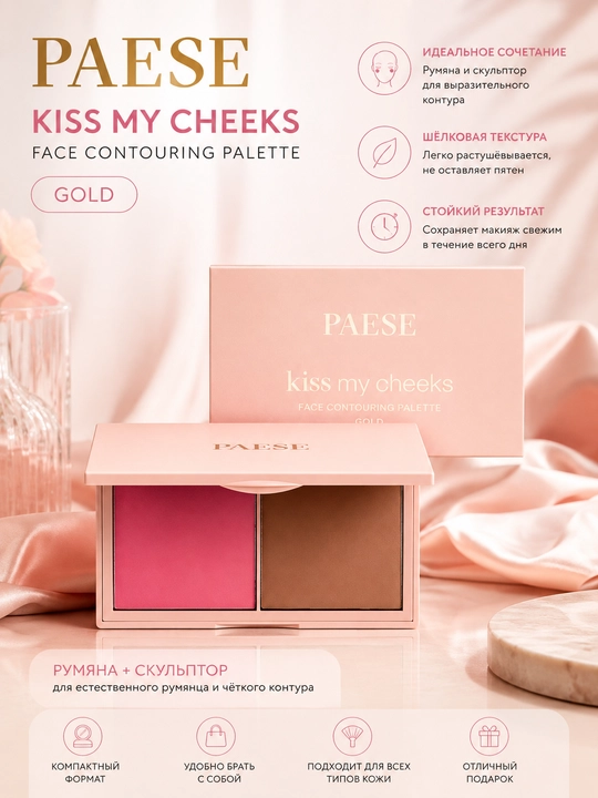 Палетка для контуринга Paese Kiss My Cheeks Gold - 