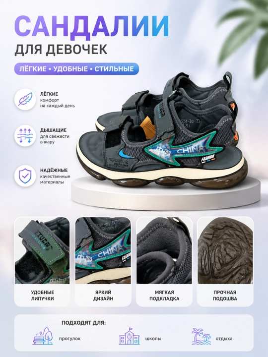 Сандалии детские летние открытые, мягкая и удобная обувь, детская обувь - 