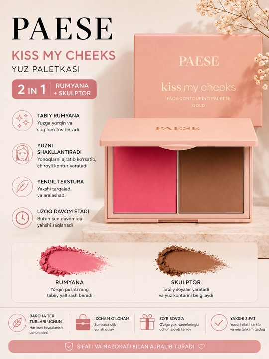 Paese Kiss My Cheeks Gold konturlash to‘shamasi