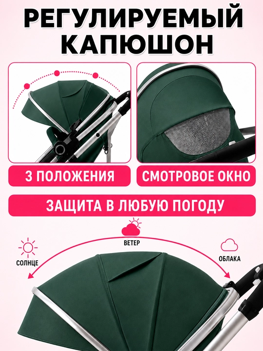 Детская коляска 3 в 1, люлька, автокресло, складная, амортизация, поворотное сиденье