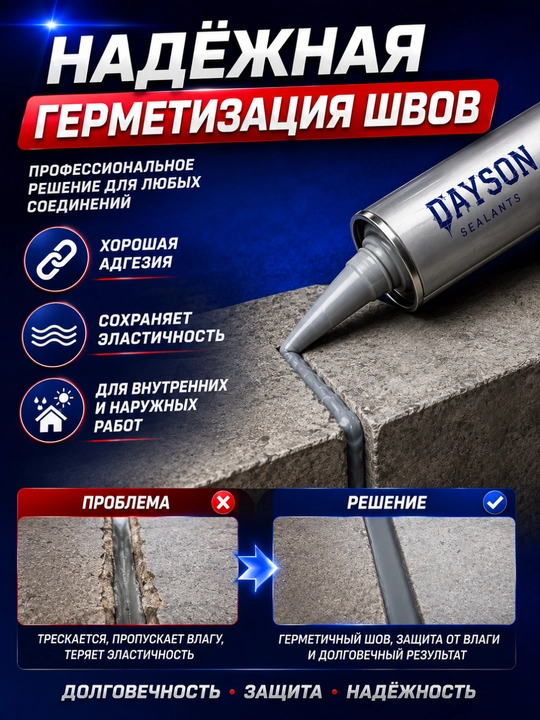 Qurilish, montaj va choklarni germetiklash uchun poliuretan germetik, 750 g