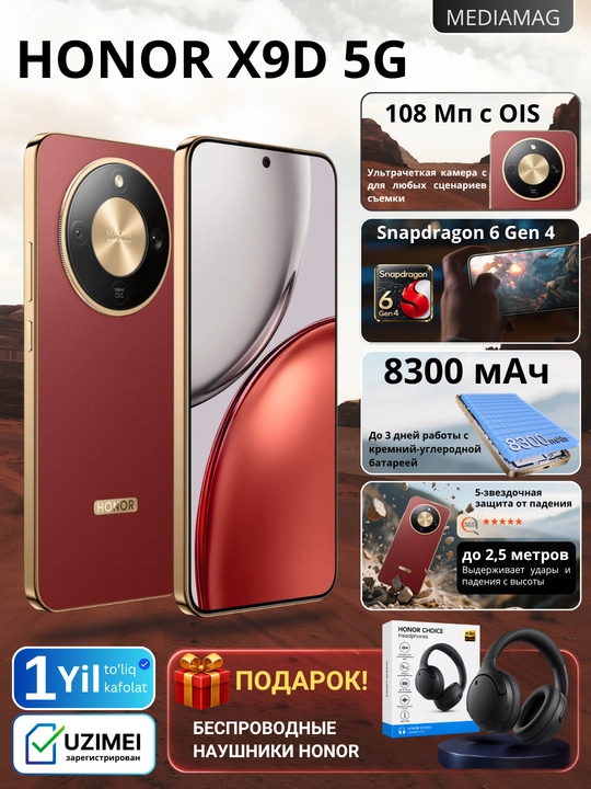 Smartfon HONOR X9d 5G, 8300mAh, 108 MP, NFC, 120Hz - 