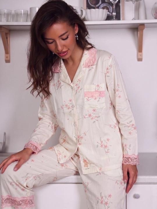 Ayollar uchun shimli pijama, ko‘ylak va shim, uy kostyumi, 2 tasi 1 da, ayolga sovg‘a