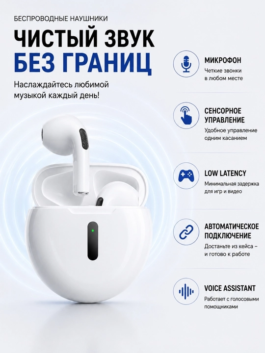 Simsiz quloqchinlar Bluetooth 5.3 TWS, mikrofon, sensorli boshqaruv, Type-C